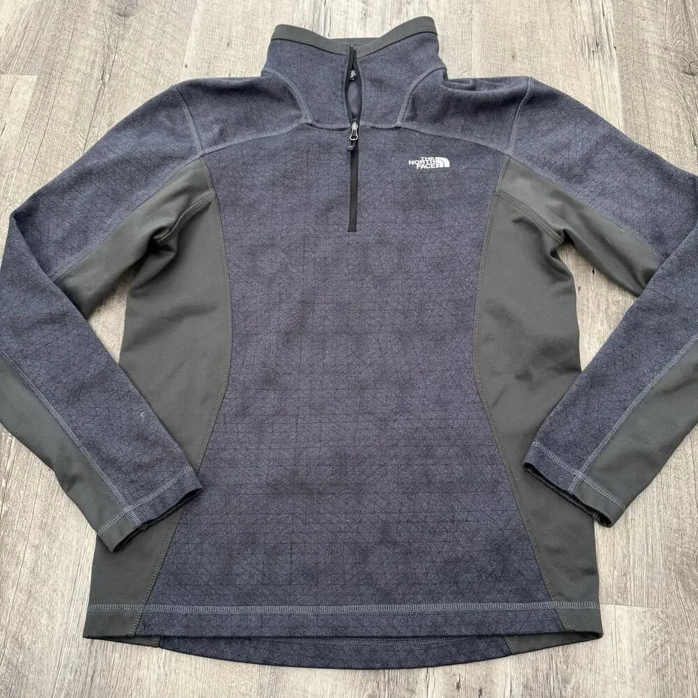 The North Face Activewear 1/4 Zip Pullover Mens Small Blue Cinder Print NF0A37JV
